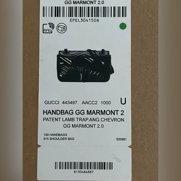 ❌❌SOLD!❌❌NEW Gucci Marmont GG Black Patent Leather Shoulder Bag Purse Authentic - Picture 11 of 11